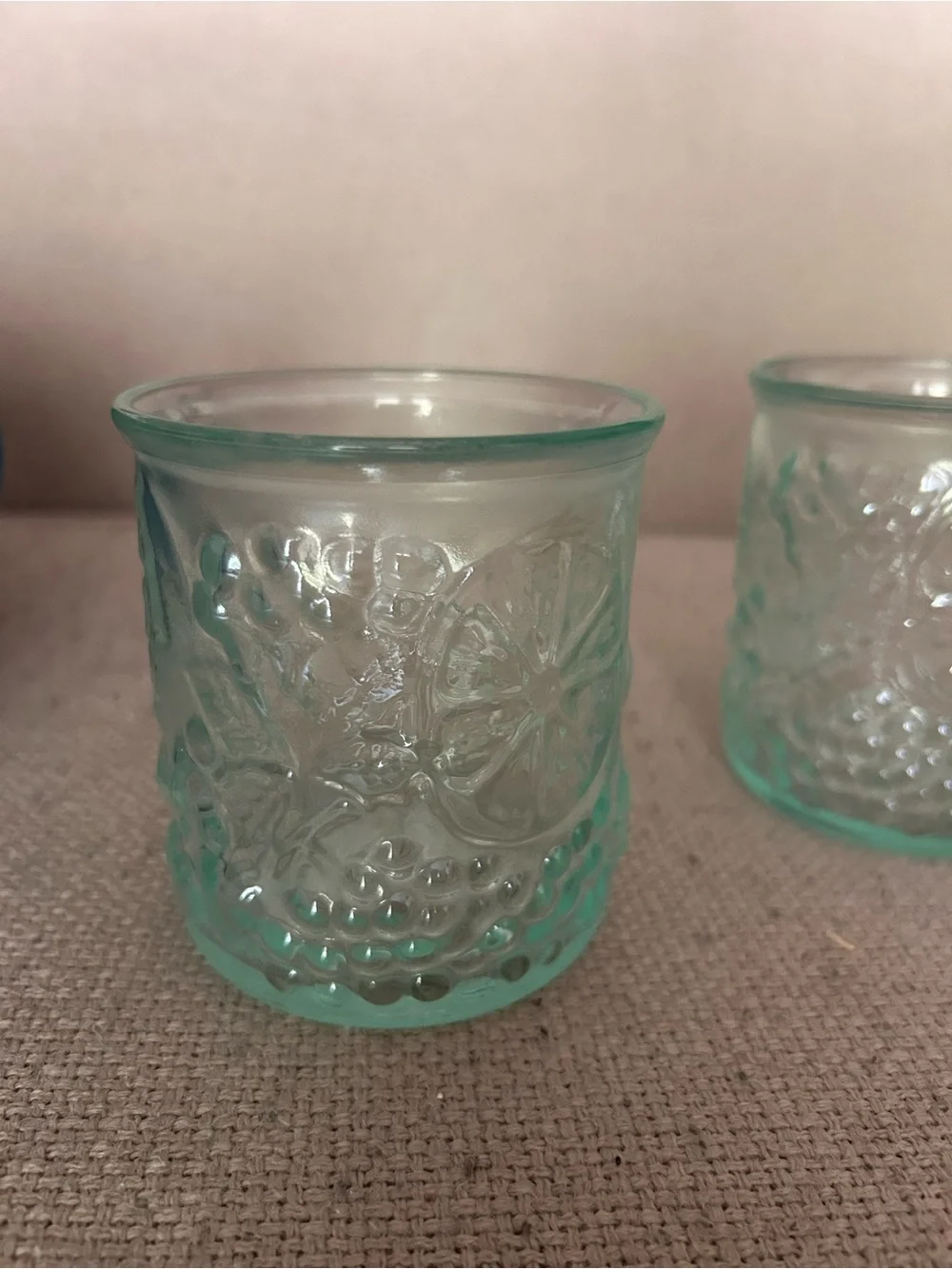 Amici Italian Green Frutta 12oz Glasses Set of 2 Kitchen Summer Drinking Cups